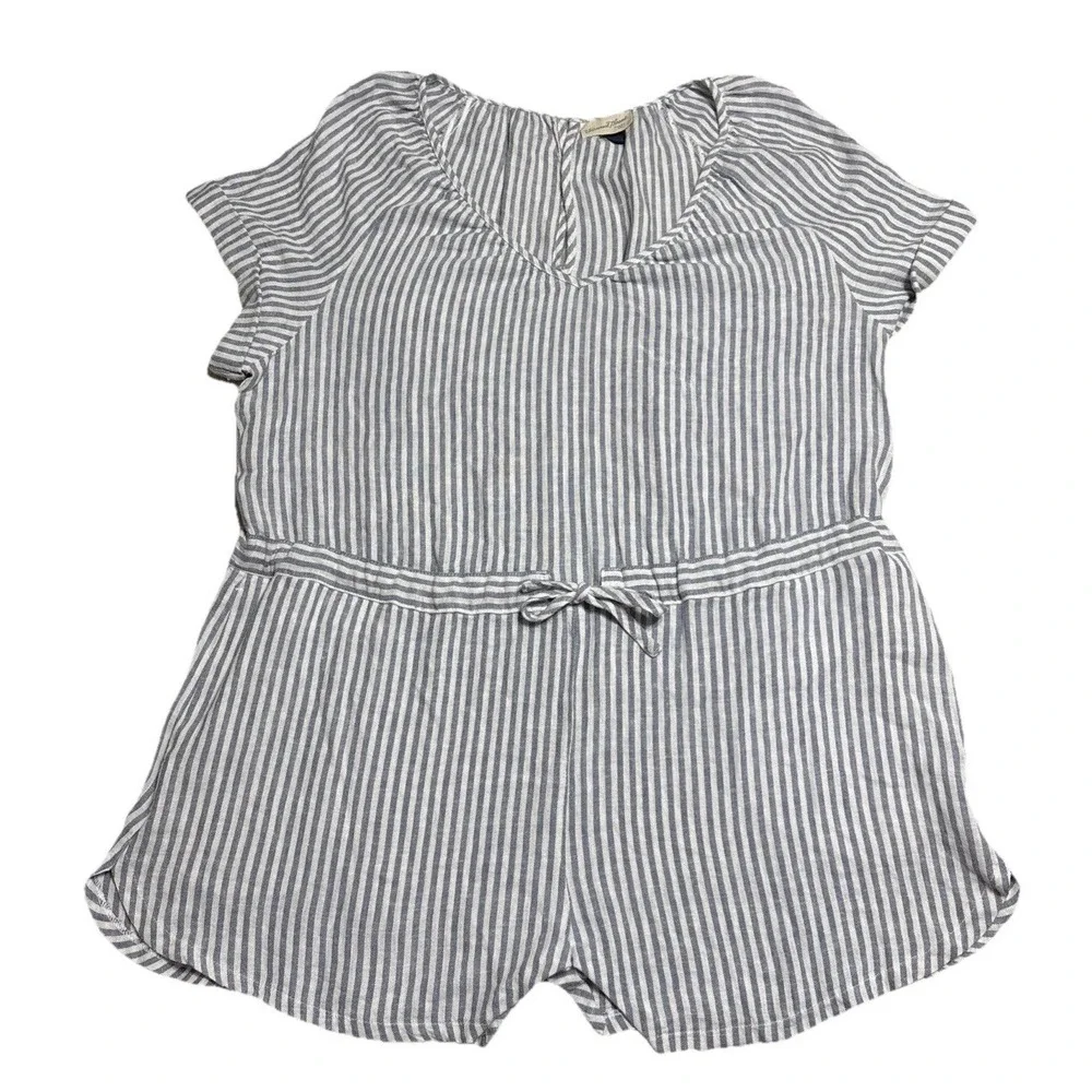 Universal Thread Linen Dress Women's Size Large Blue Hickory Stripe Faux Jumper